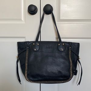 Coach Whiplash Leather Tote in black color